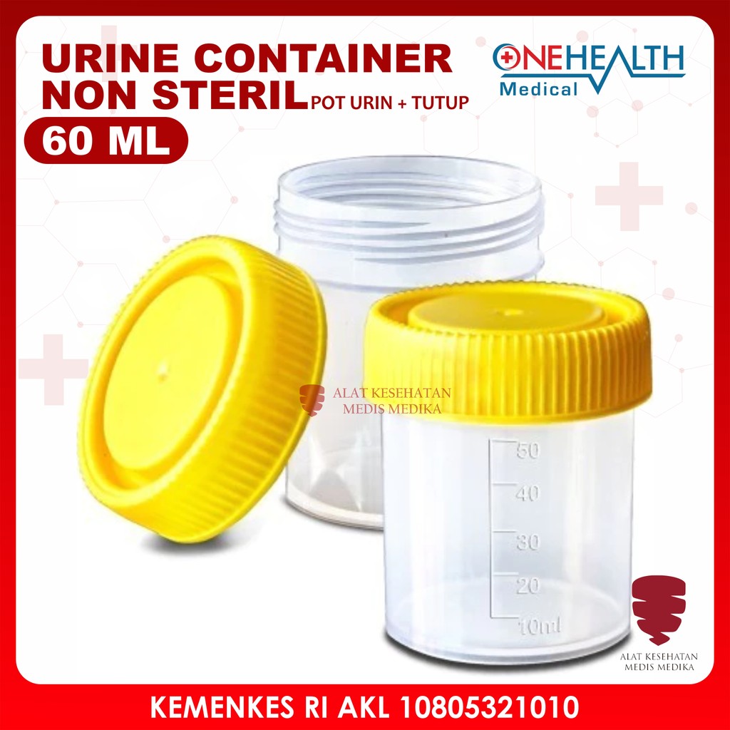 Jual Urine Container 60ml OneHealth Non Steril Wadah Cup Pot Sample ...