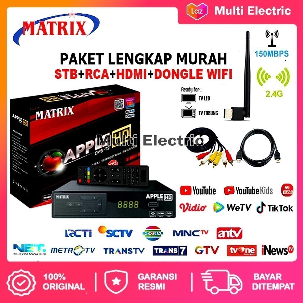 Jual (PROMO) SET TOP BOX TV DIGITAL MATRIX APPLE MERAH DVBT2 EWS UHF ...