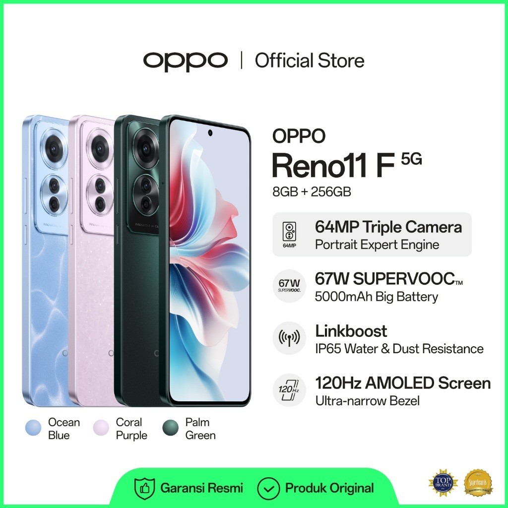Jual OPPO Reno11 F 5G 8GB/256GB [64MP Ultra-Clear Triple Camera, 67W ...