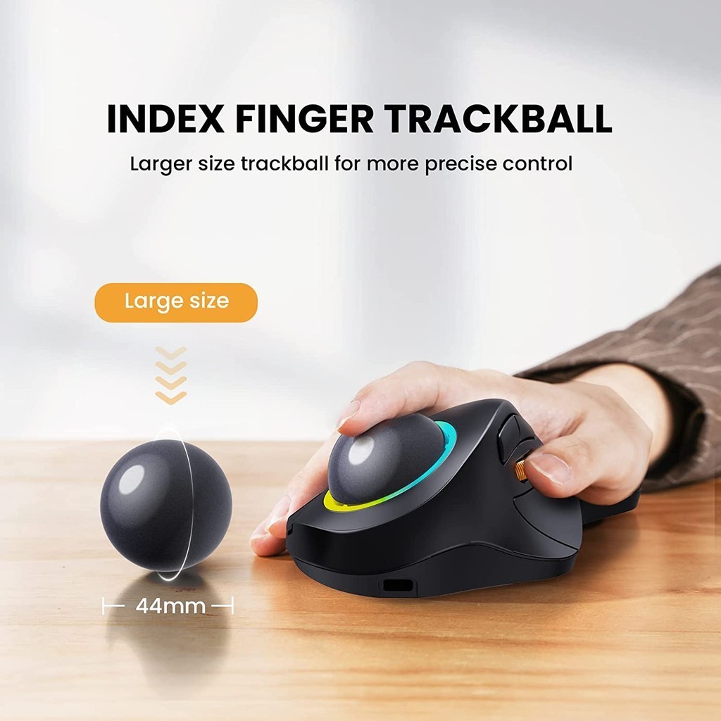 Jual ProtoArc Wireless Index Finger Trackball Mouse Rechargeable RGB ...