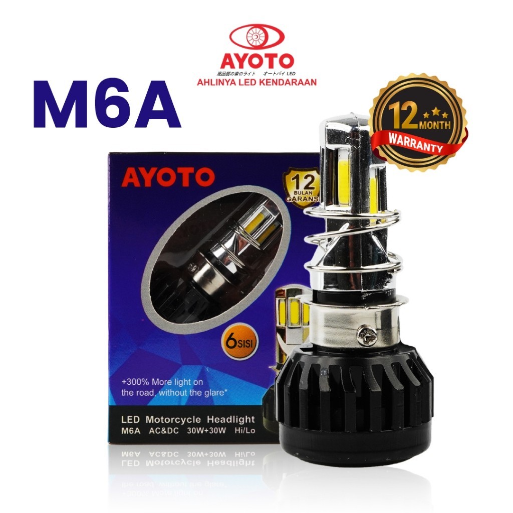 Jual Lampu Led Motor Socket H6/T19 AYOTO M6A 6sisi arus AC DC Watt 30 ...