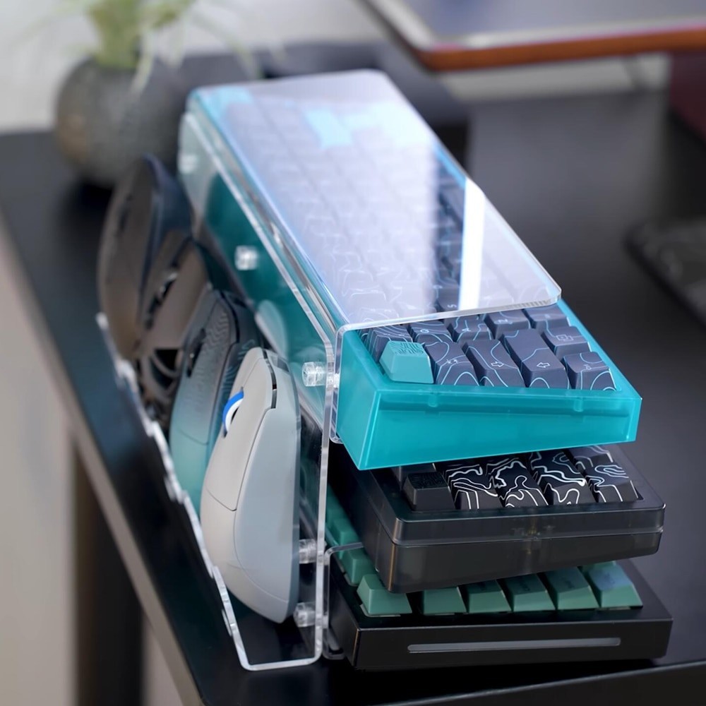 Jual Keyboard Mouse Desktop Organizer Acrylic 3 Tier Stand Frame Shelf ...
