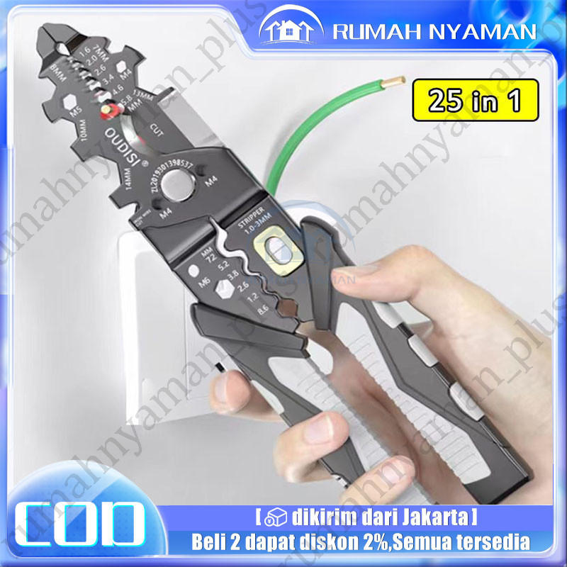 Jual 25 in1 Stripping Crimping Tang Wire Stripper Multi Fungsional Ring ...