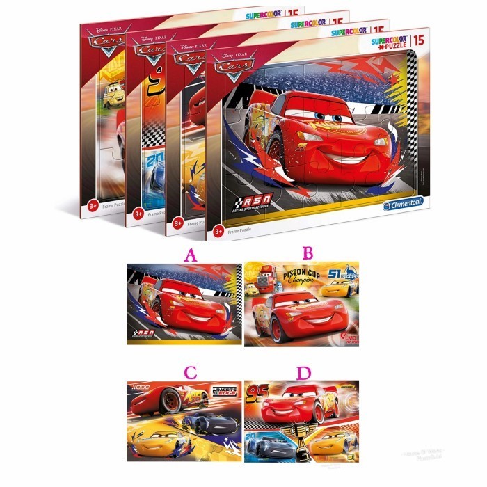 Jual CLEMENTONI CARS DISNEY PIXAR 15 PCS FRAME PUZZLE - ORIGINAL ...