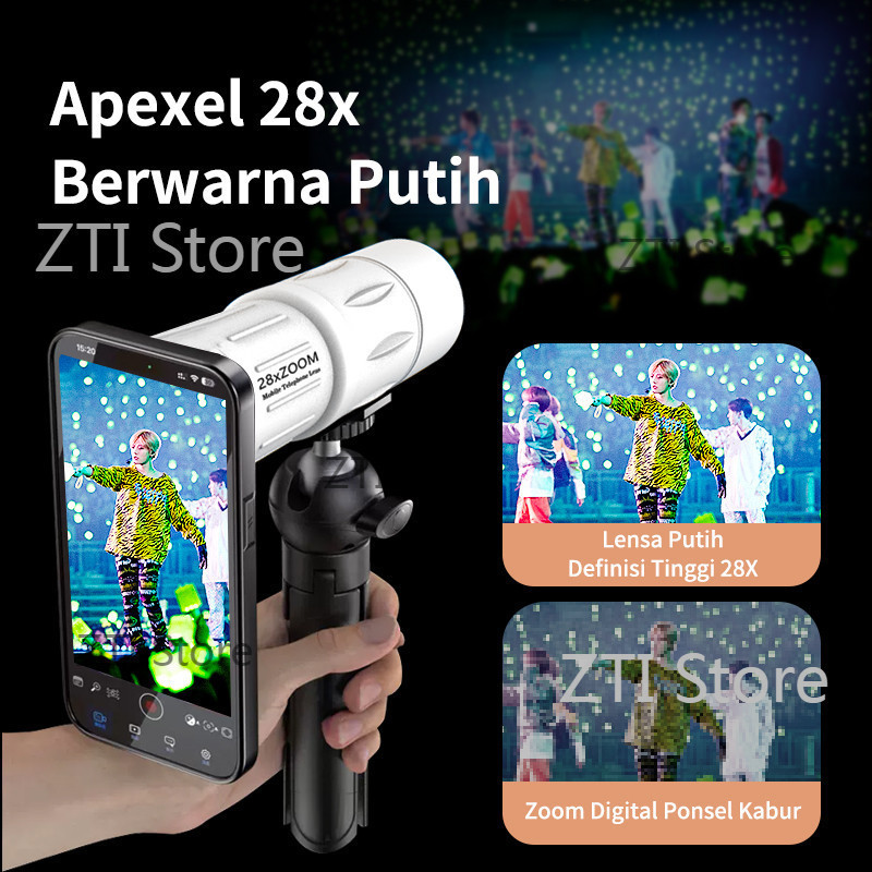 Jual 2024 Terbaru APEXEL 28X Telezoom HP Lensa Apexel 18x25 Universal ...