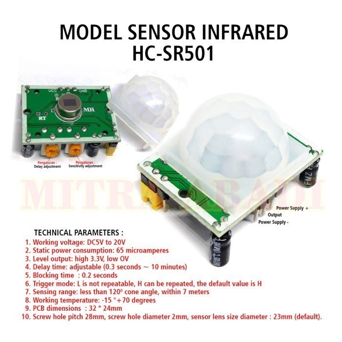 Jual Modul Sensor Gerak Infrared PIR HC-SR501 Arduino | Shopee Indonesia