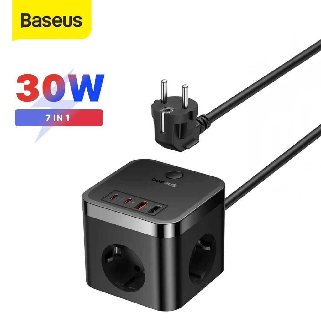 Jual Baseus PowerCombo Cube 30W 7in1 Power Strip Desktop Charger ...