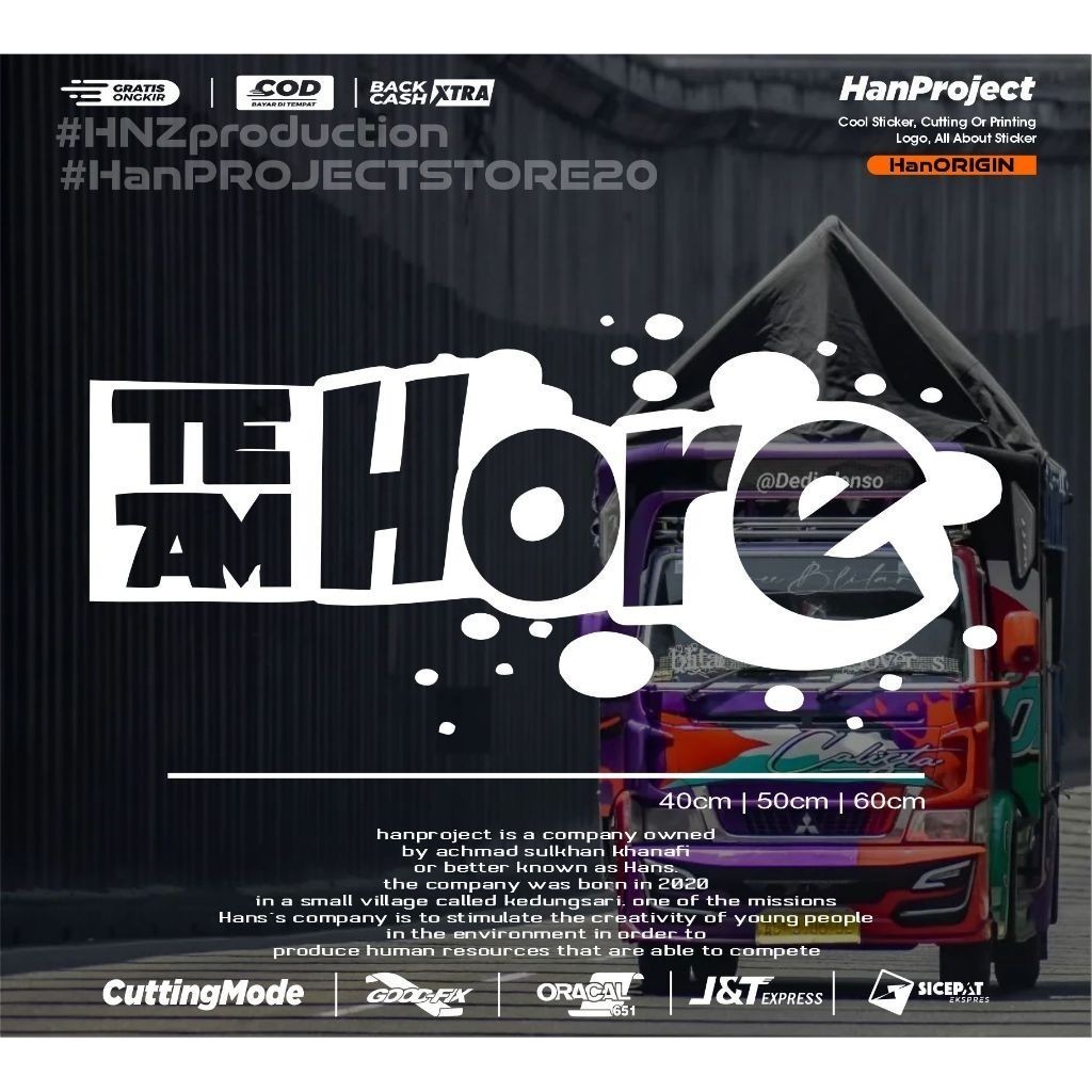 Jual STICKER CUTTING TEAM HORE REFLECTIVE COCOK UNTUK KACA DAN BODY ...