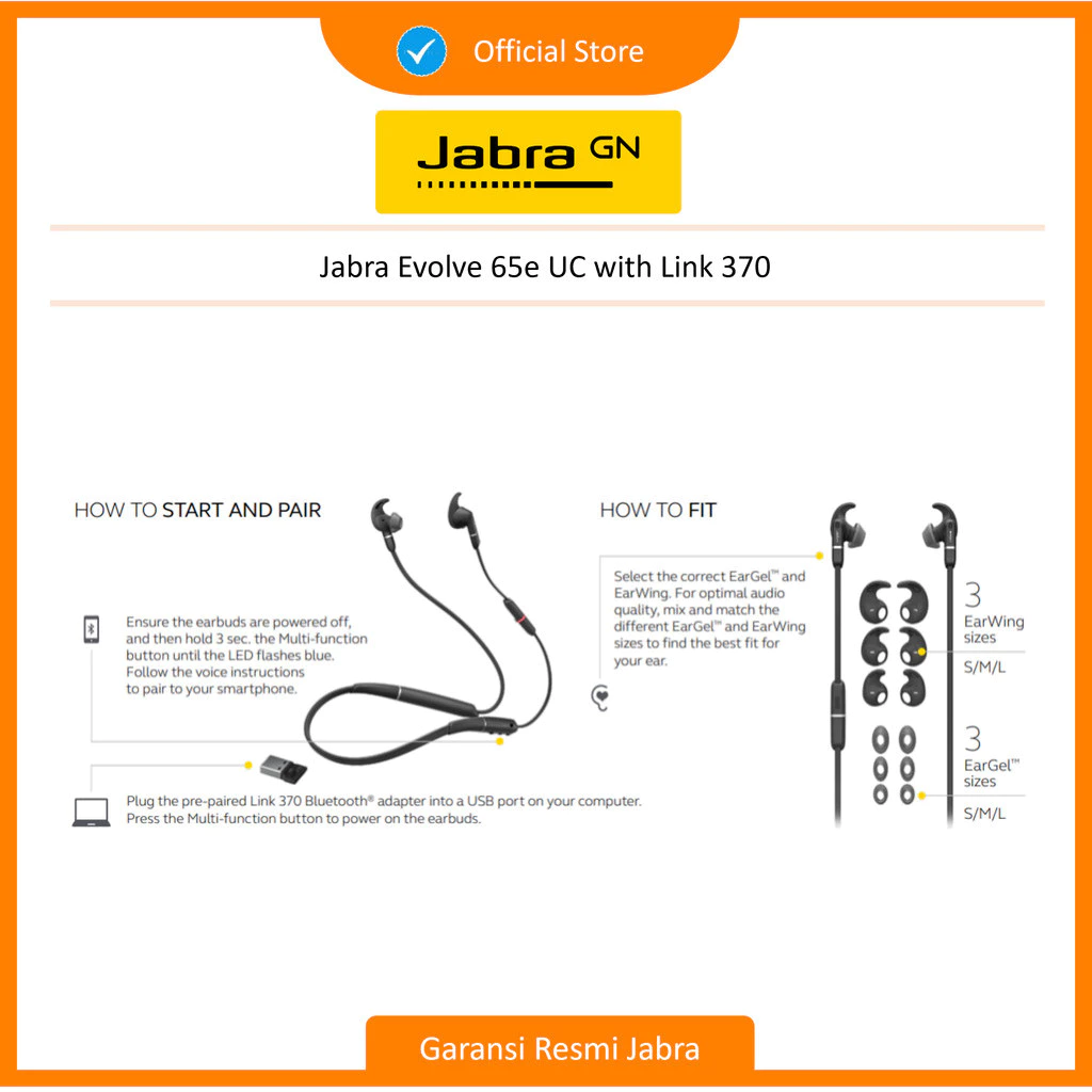 Jabra Evolve 65e UC with Link 370 (6599-629-109)