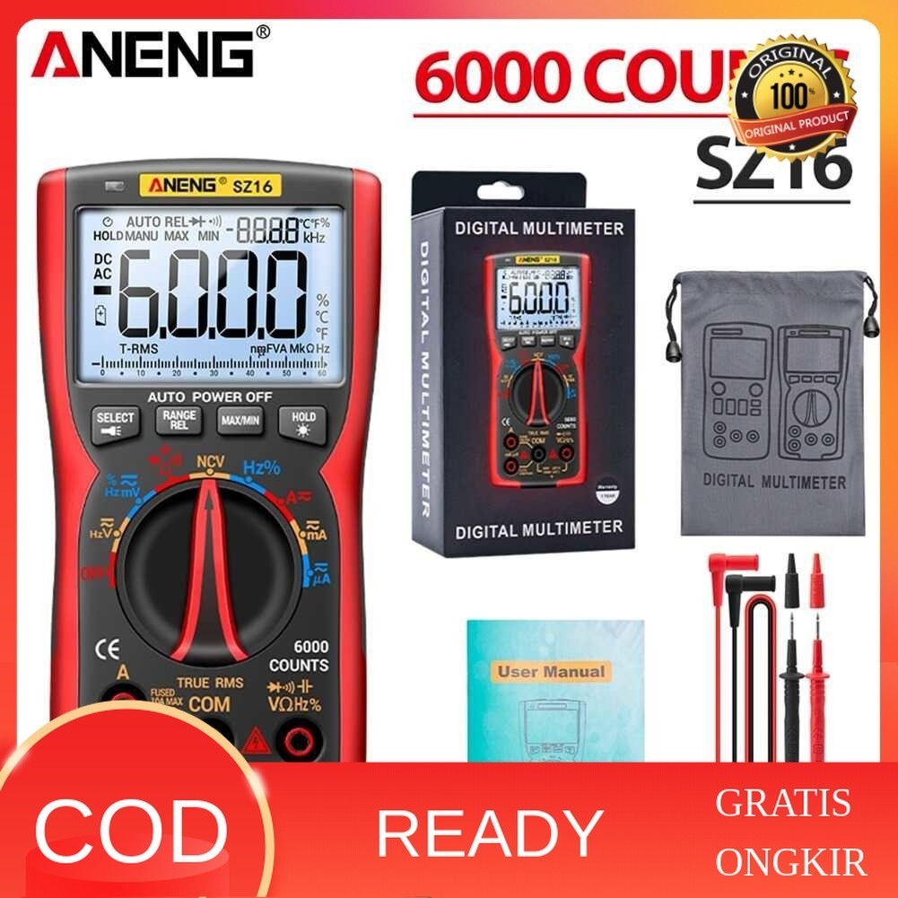 Jual Digital Multimeter Voltage Tester ANENG 6000 Counts Frequency ...