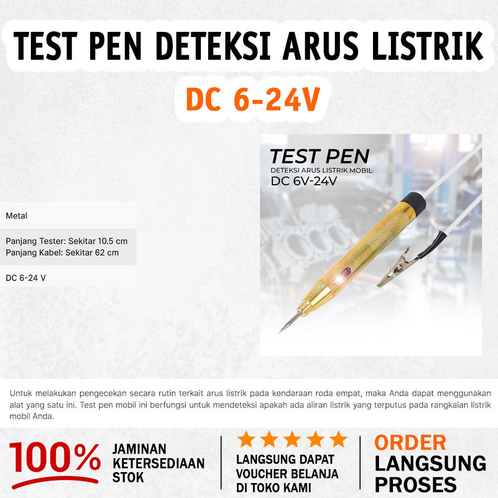 Jual Test Pen Diagnosa Listrik Mobil DC 6V-24V Aman & Portabel (10.7 x ...