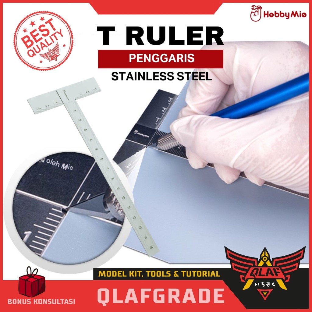 Jual Penggaris T Shaped Ruler Hobby mio -Stainless Steel tegak lurus ...