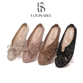 LOUISABEL Lace Ballerina Ribbon Sepatu Flat Shoes Loafer Wanita LSB JN337