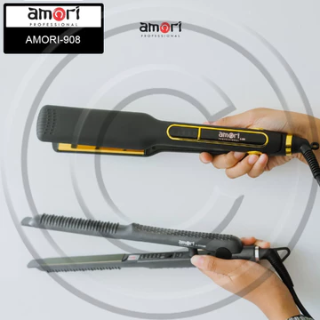AMORI 908 Catokan Rambut Plat Lebar (Wide Plate) Dengan Nano Titanium Ceramic MCH Heater CO