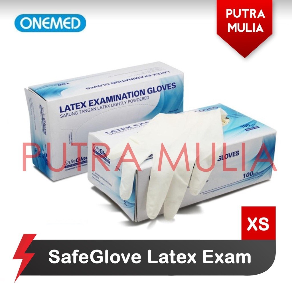 Safeglove Altamed Medicare Onemed Sarung Tangan Latex Exam Ekonomis XS S M  L XL