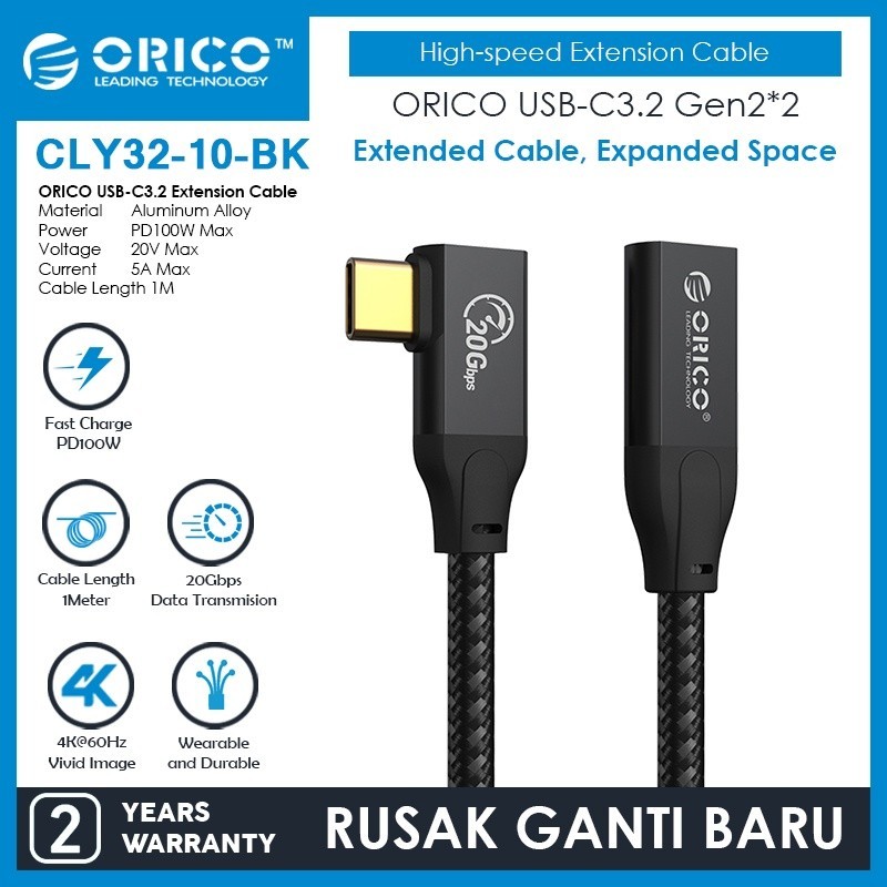 Câble D'extension USB-C Thunderbolt 3.0 - 2m, 100W, 20 Gbps, 4K/60Hz, Gris Spatial Aluminium, Pour MacBook, IPhone, IPad