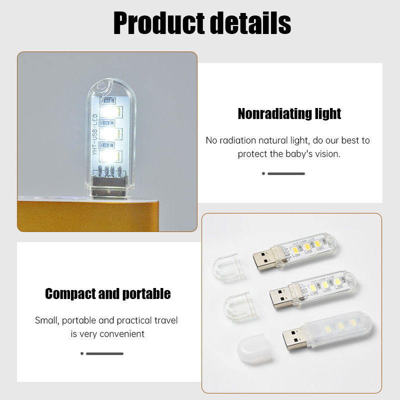 Jual Lampu USB Mini LED Stick 3/8 LED Emergency Lamp Reading Lamp ...