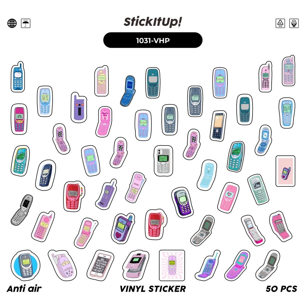 Jual COD 100 Pcs Stiker Pack HP Jadul/Vintage Handphone Lucu Aesthetic ...