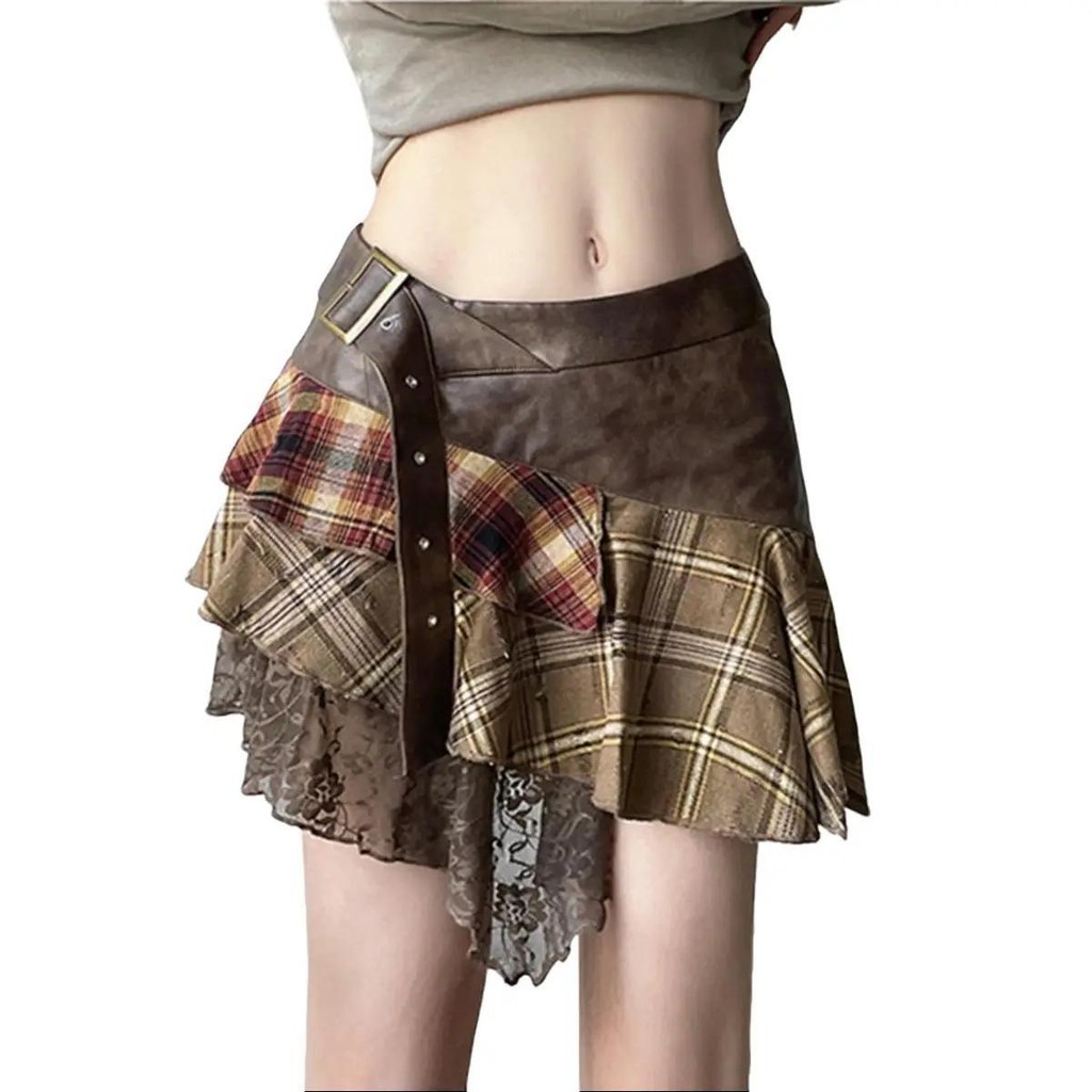 Jual HEYSOUL Rok Mini Bohemian Asimetris Wanita - Model Vintage Tartan ...