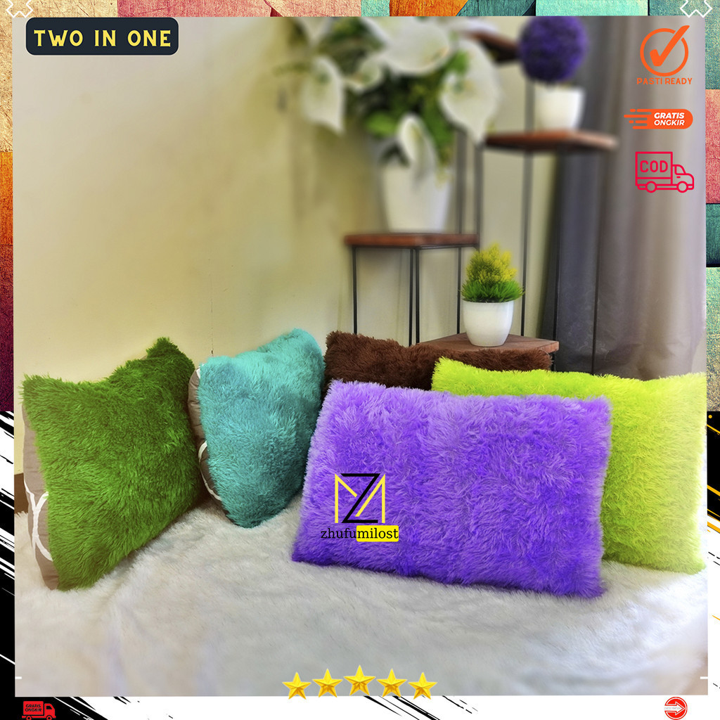 Jual Bantal Sofa/Bantal Tidur Bulu Rasfur 2 Tampilan | Shopee Indonesia