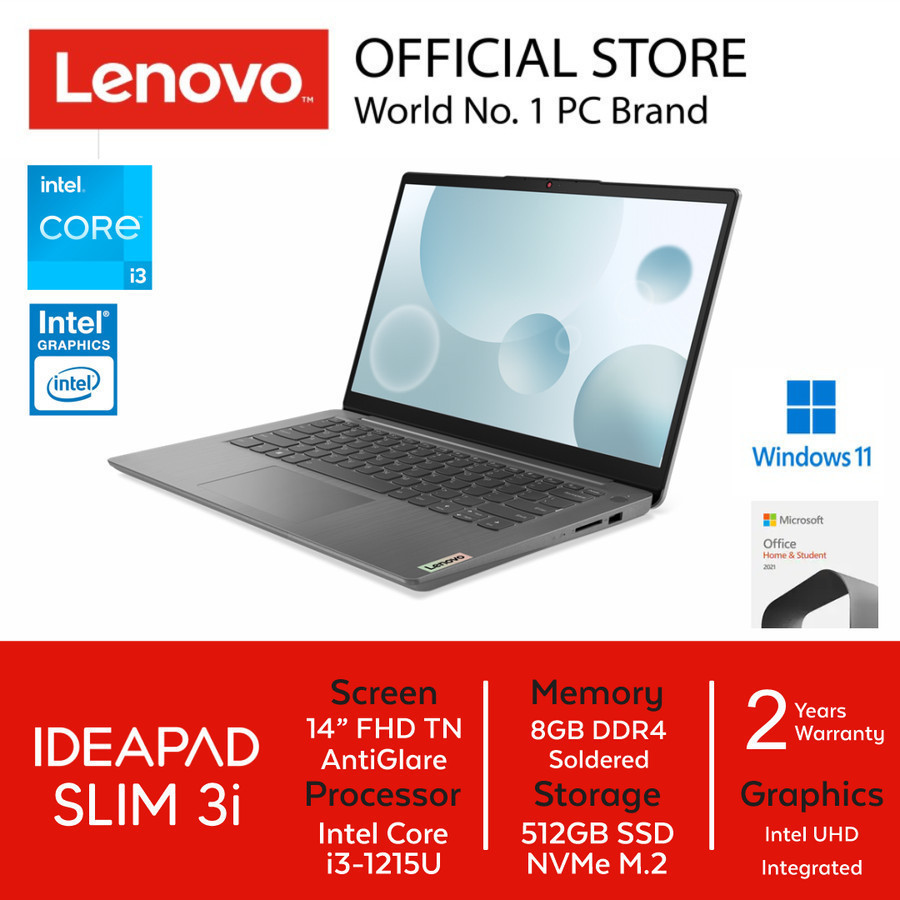 Jual Lenovo Ideapad Slim 3i IP3 Intel i3-1215U 8/16GB 256/512GB 14"FHD ...