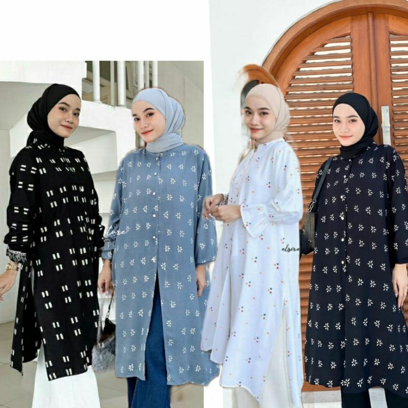 Jual DF34TR MOCA Batik Cap Long Tunik Jumputan Button Batik Garut ...