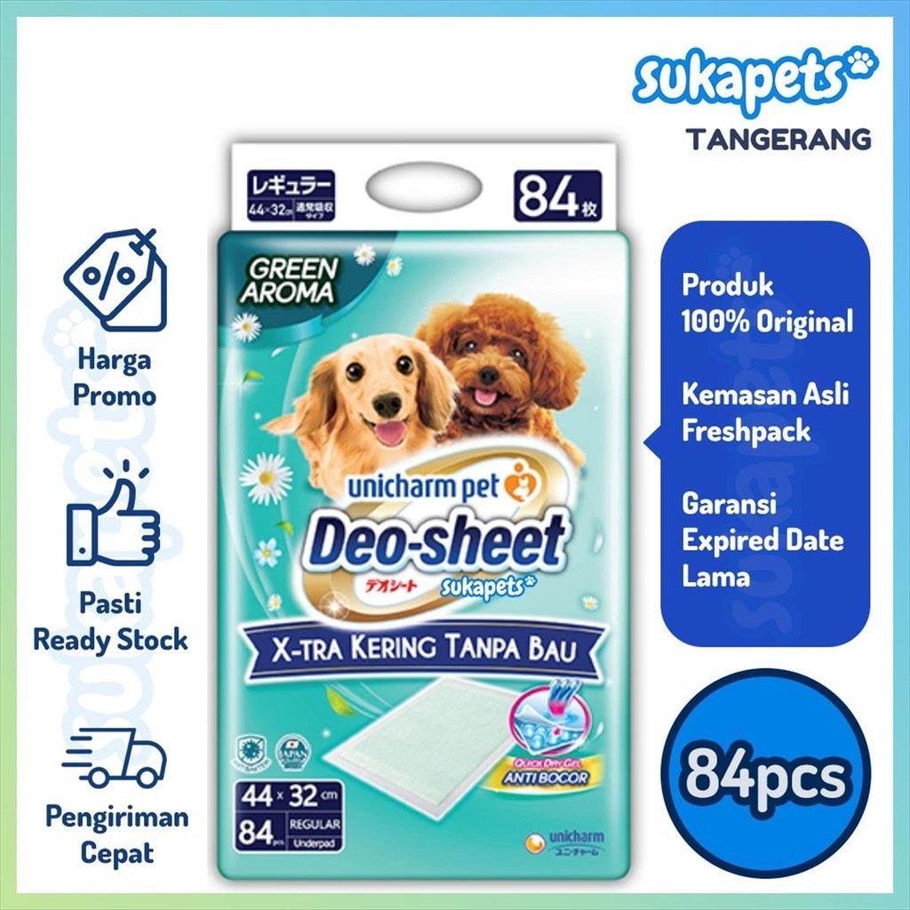 Jual Unicharm Deo Sheet Underpad Anjing R84 Regular Size Green 84 Pcs ...
