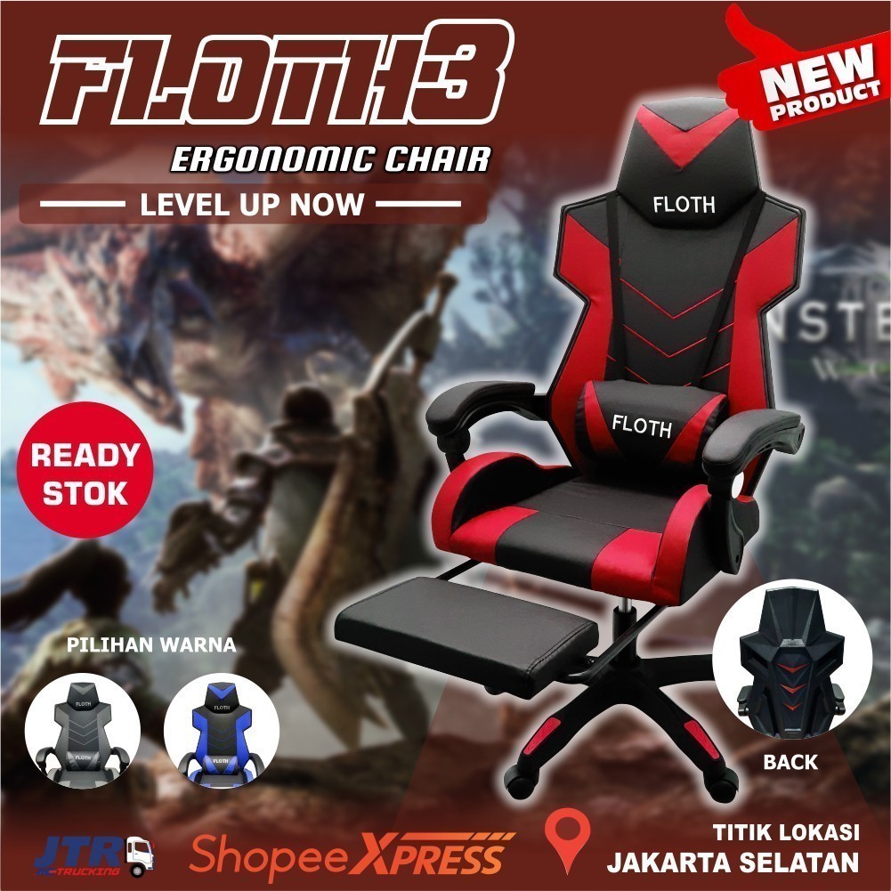 Jual Kursi Kerja / Kursi Gaming Ergonomis FLOTH 3 | Shopee Indonesia