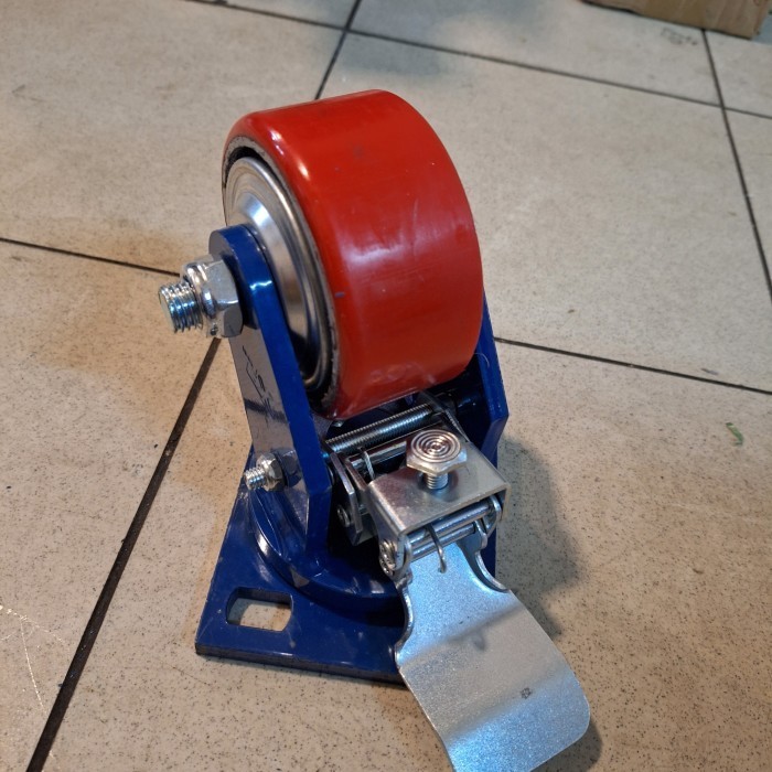 Jual Roda PU Caster Troli Trolley Super Heavy Duty 4 inch Rem Roda PU ...