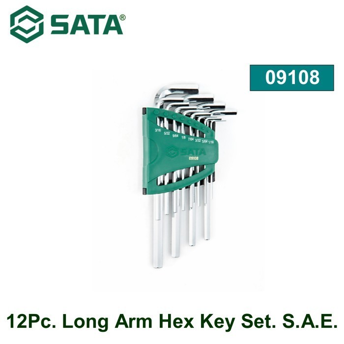 Jual SATA 09108 Kunci L 12 buah Inci 1/16 Inch - 3/8 Inch 12 Pcs Long ...
