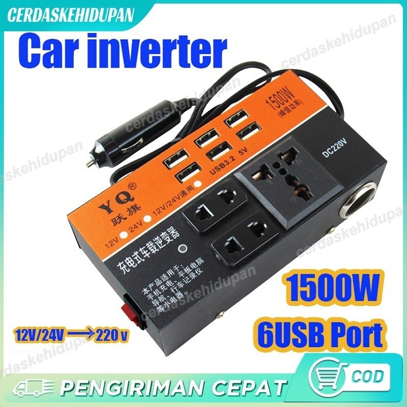 Jual 1500W DC Portable USB Car Power Inverter Adapter With 6 USB Ports ...