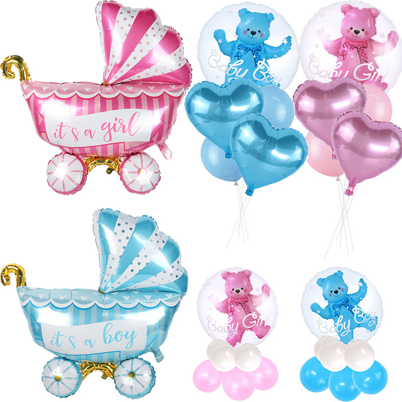 Jual Baby Shower Boy Girl Balloons Pink/Blue Babyshower Foil Balloons ...