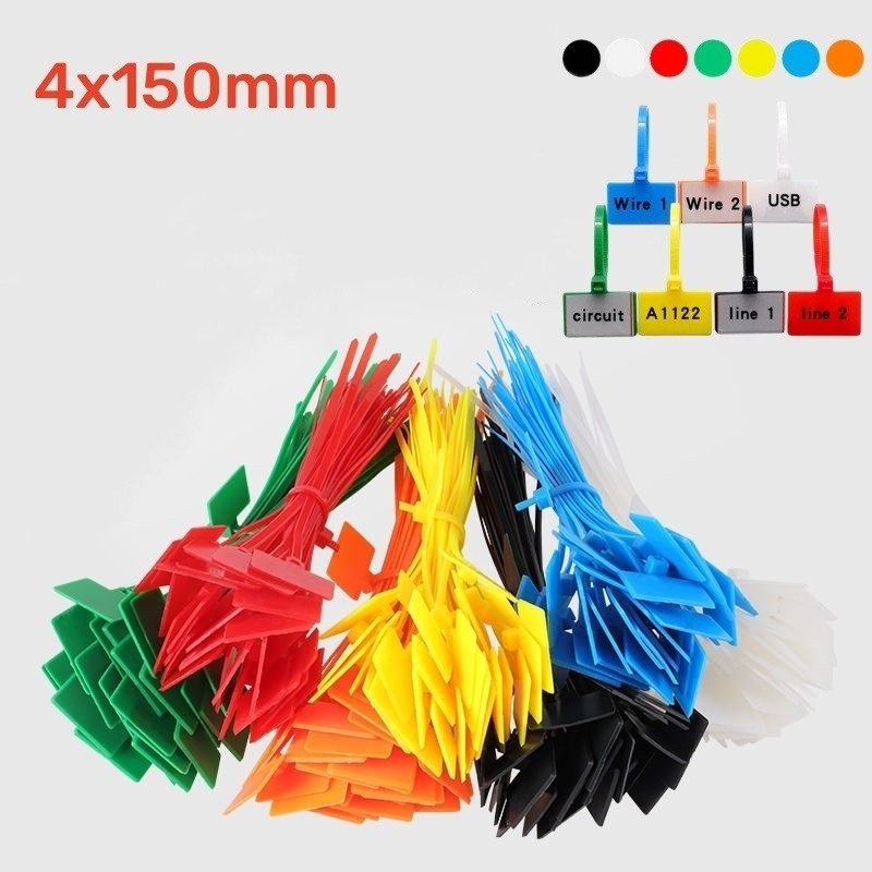 Jual Easy Mark Plastic Nylon Cable Ties Tag Labels 4x150mm Color ...