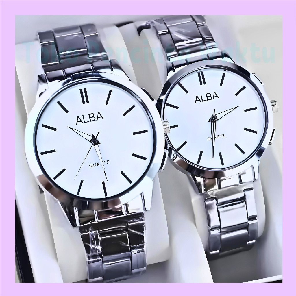 Jual (COD) Jam Tangan Couple Alba Full Hitam dan Pria Wanita Premium ...
