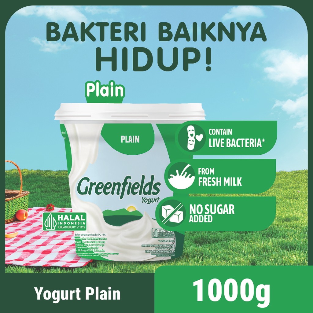 Jual Yogurt Greenfields Plain 1kg | Shopee Indonesia