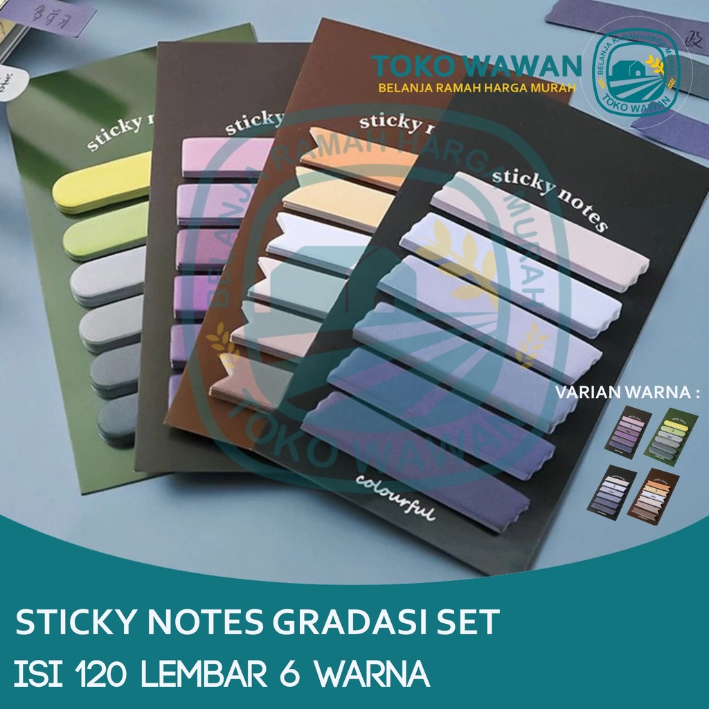 Jual Sticky Note Gradasi 120 Lembar Tempelan Kertas Catatan 6in1 Kertas ...