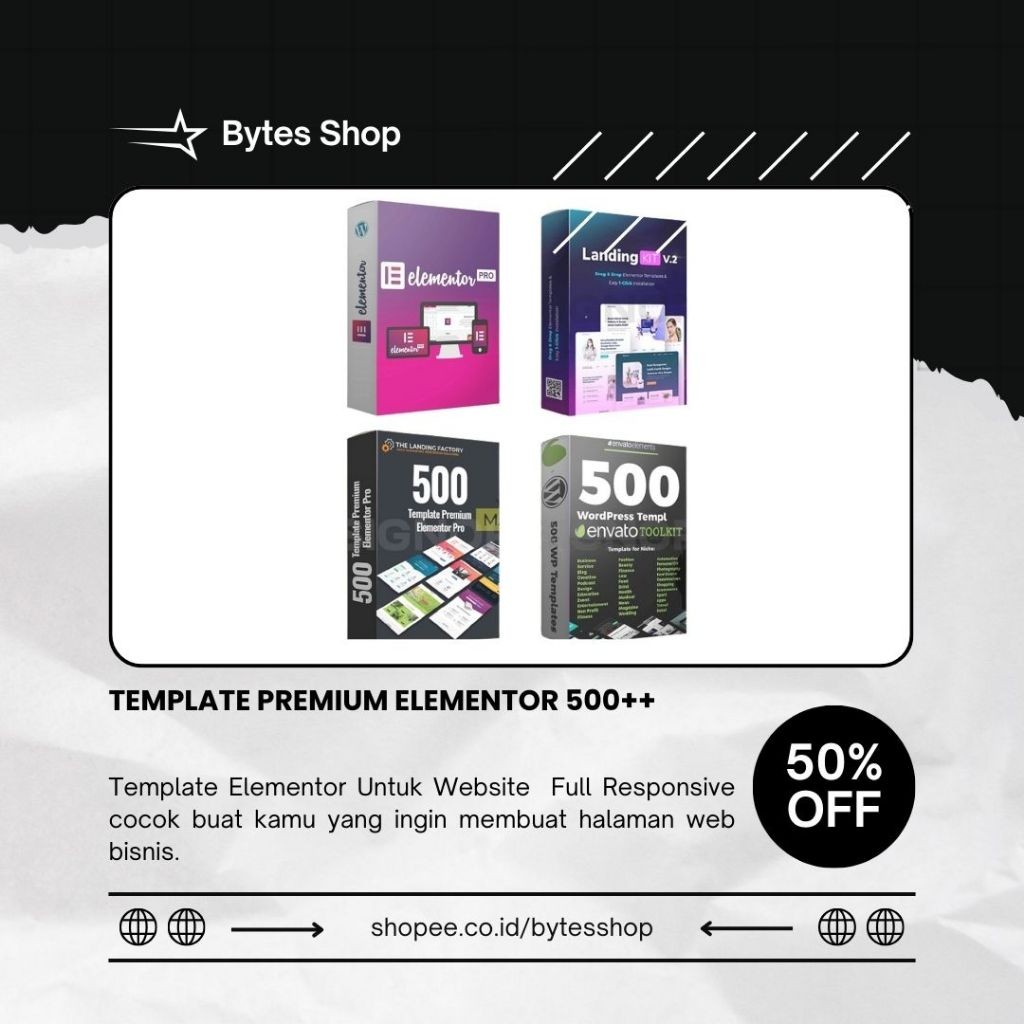 Jual template premium elementor total 500 desain landing page format