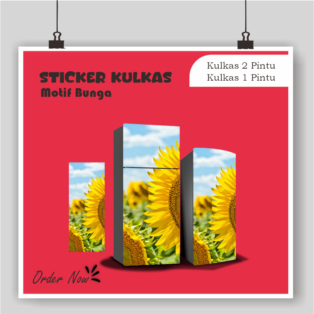 Jual Stiker Sticker Kulkas 1 dan 2 Pintu Motif Bunga Orange Ungu A41 ...