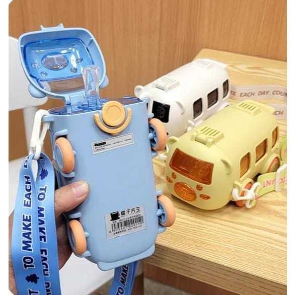 Jual Botol Air Minum Bentuk Bus FreeSedotan Dan Strap Tali 500ml ...