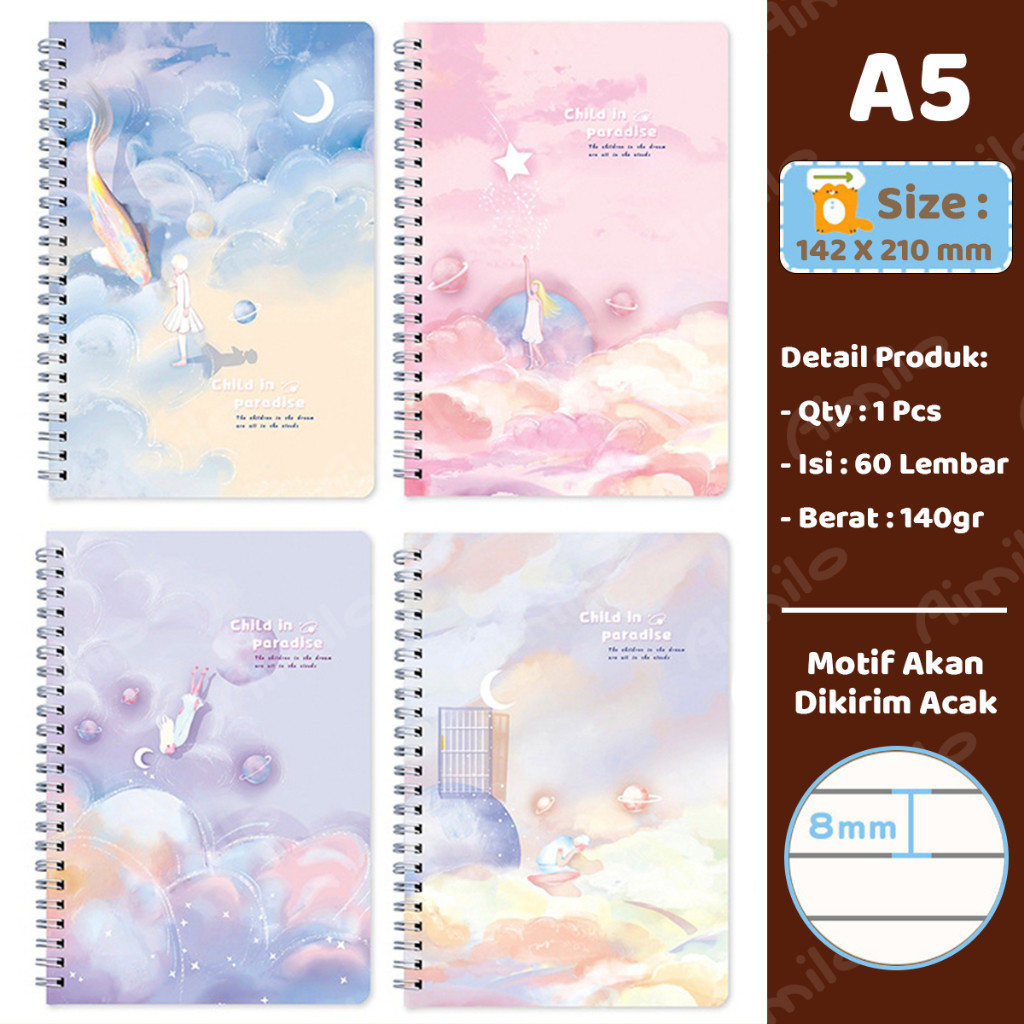 Jual Aimilo Notebook Koil 8 Lubang yang Ditingkatkan / Buku Tulis ...