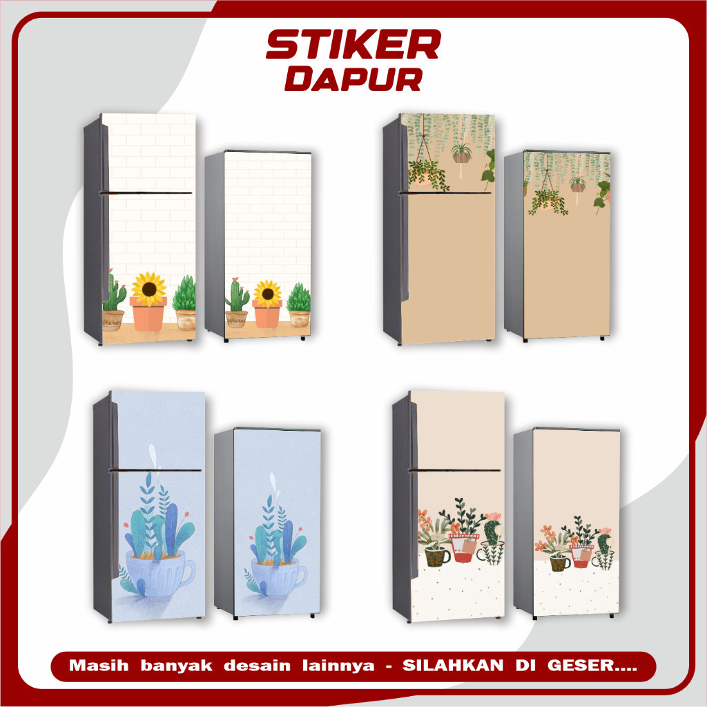 Jual Sticker Kulkas satu dan dua Pintu Motif Bunga dalam Pot banyak ...