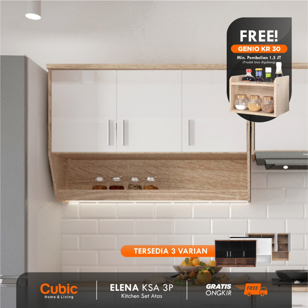 Jual Cubic Kitchen Set 3 Pintu Minimalis / Rak Atas Dapur / ELENA KSA ...