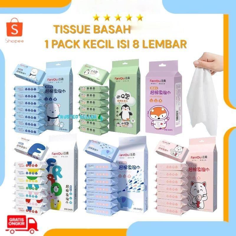 Jual [SET ISI 8] Tisu Basah Mini Travel/ Tissue Basah Travel 8in1 ...