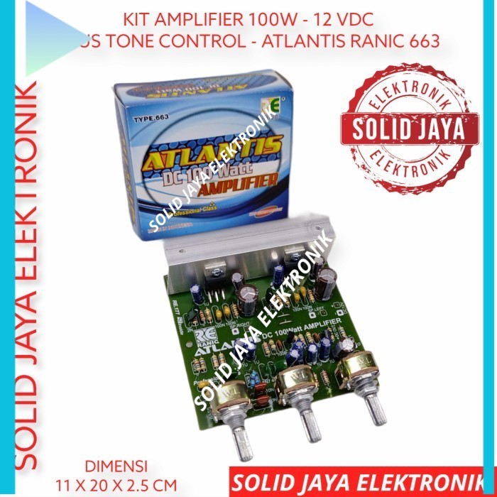 Jual KIT POWER AMPLIFIER 100W STEREO 12VDC 12 V VOLT ATLANTIS RANIC 663 ...