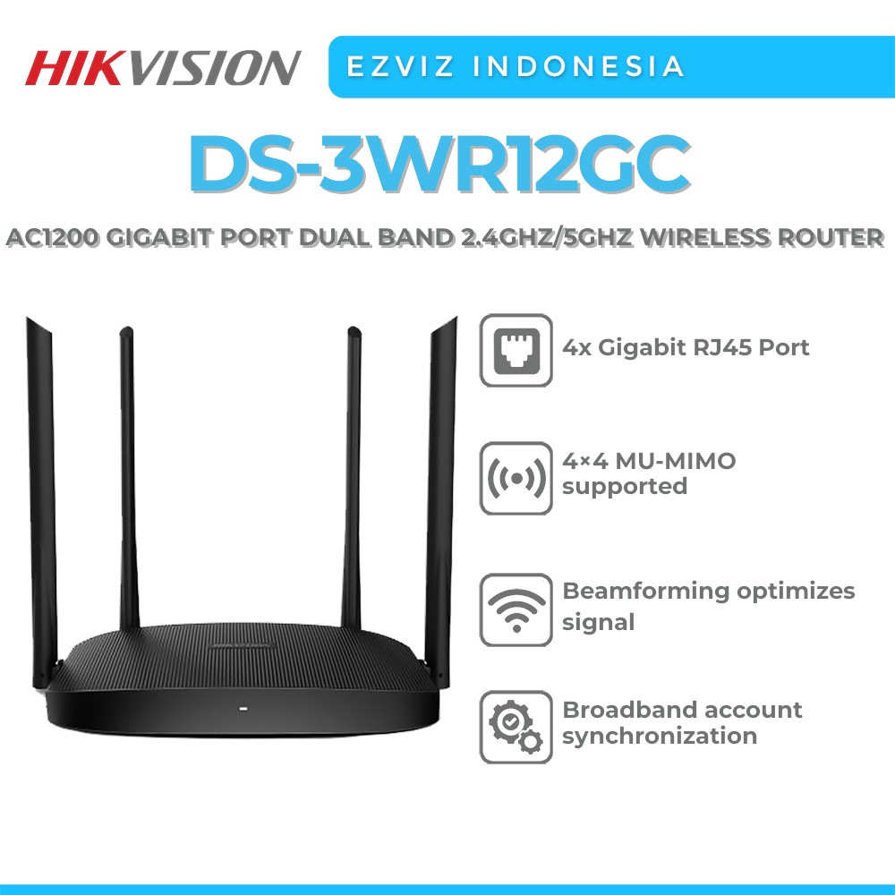 Jual HIKVISION DS-3WR12GC AC1200 GIGABIT PORT DUAL BAND 2.4GHZ/5GHZ ...
