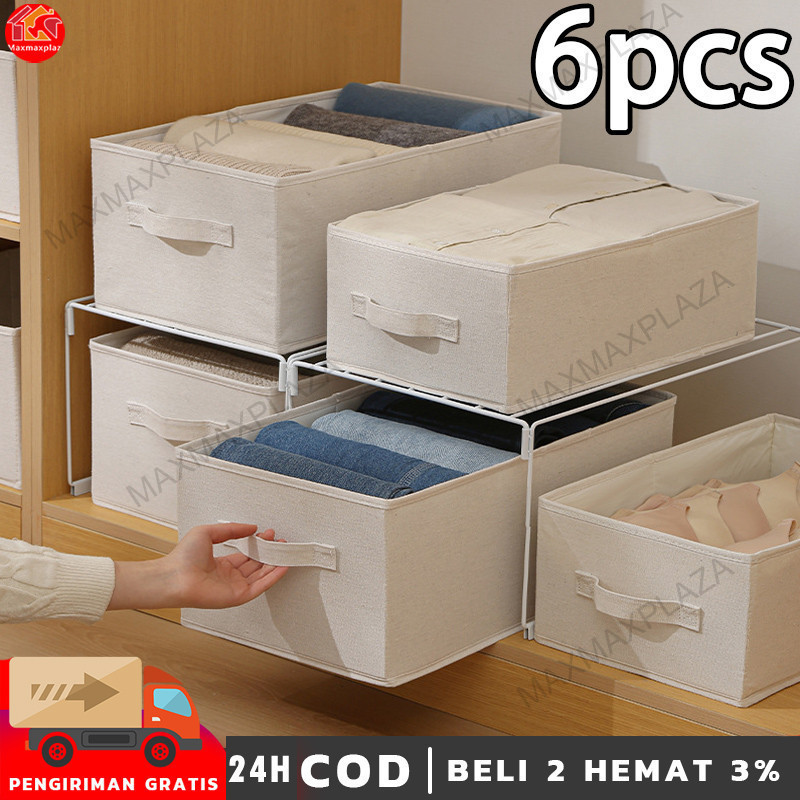Jual Kotak Penyimpanan Pakaian Dalam 6Pcs Storage Box Organizer Kain ...