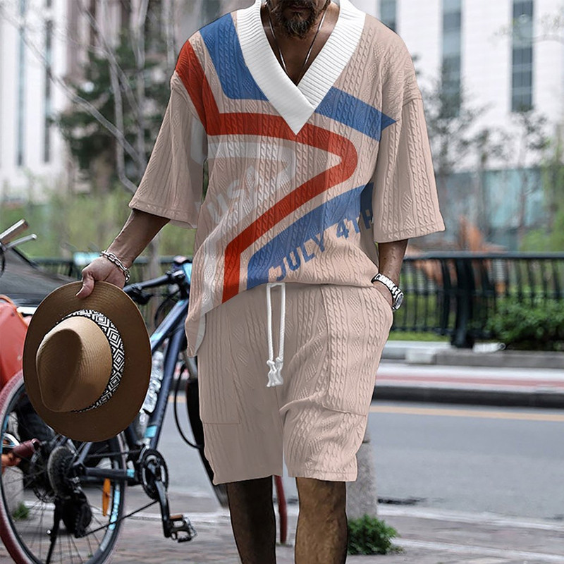 Jual Casual Two Piece Suits Men Summer Fashion Oversized Half