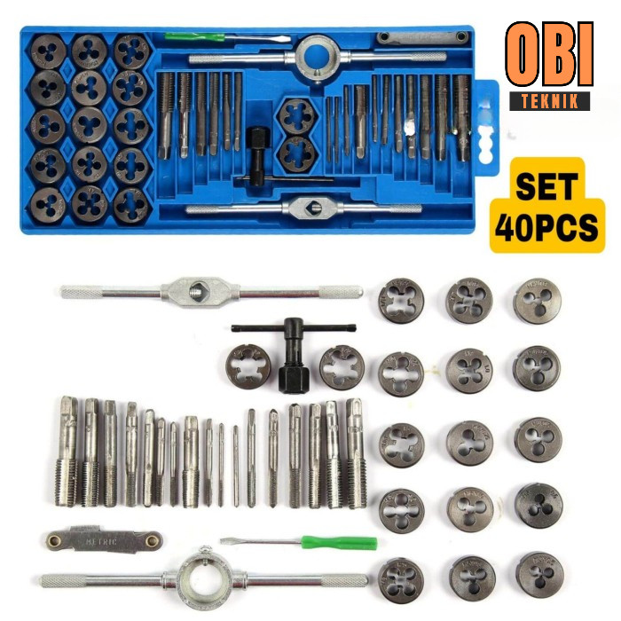 Jual Set Alat Snai dan Tap Ulir Drat Mur Baut / Hand Tap Set - 40 pcs ...
