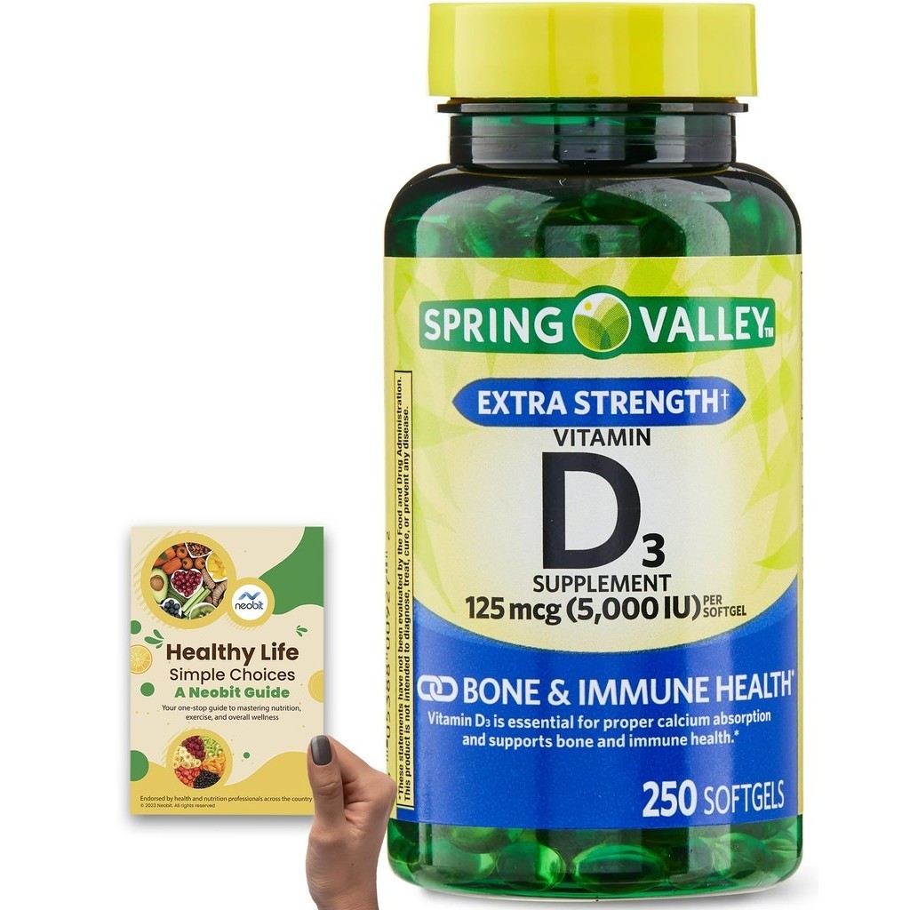 Jual Spring Valley Vitamin D3 Softgels, 125 mcg, 5,000 IU, 250 Count ...