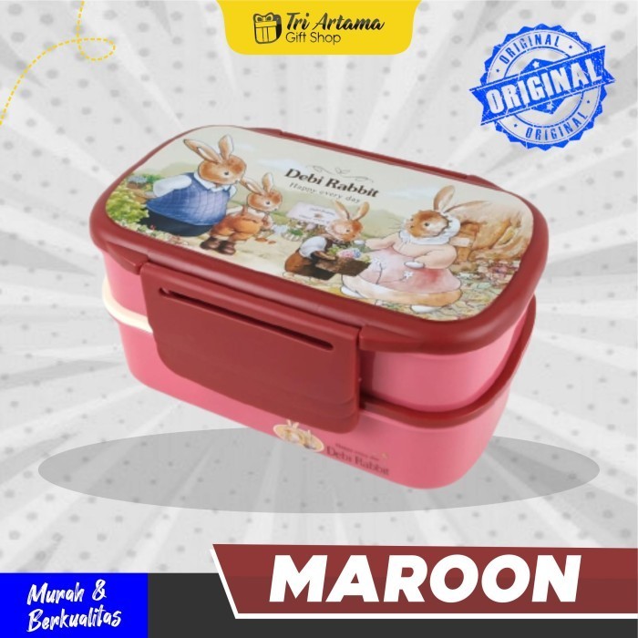 Jual Lunchbox Tingkat Debi Rabbit 1000 ml / Kotak Makan Anak / Kotak ...